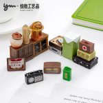 Retro Creative Radio Old Leather Case Eighties Furniture DIY Decorative Ornaments Customizable Resin Crafts Tabletop Decor