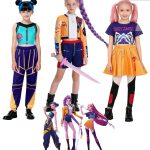 K-POP Stage Performance Costume Adult Black Gold Hunter Magic Girl Cosplay Outfit Ideal for Children and Adults