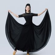 Modern Dance Costume Long Sleeve Maxi Skirt Adult Stage Performance Dress Waltz Long Dress Practice Uniform Square Dancing - Image 3