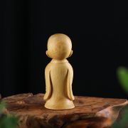 黄金木雕禅意复古小沙弥随身手把件小和尚中式家居桌面装饰摆件 - Image 4