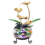 Simplified Desktop Colorful Light Glass Aquarium Ornament Craftwork Lucky Water Flowing Fountain for Office Front Desk Coffee Table