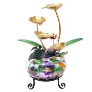 Simplified Desktop Colorful Light Glass Aquarium Ornament Craftwork Lucky Water Flowing Fountain for Office Front Desk Coffee Table