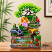 Lucky Mountain Water Fountain Resin Ornament for Office Home Decorative Flowing Water Feature Wealth Attracting Fish Tank - Image 2