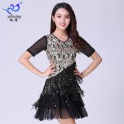Latin Dance Dress with Sequin Tassel Adult Stage Performance Costume for Dance Performances Competitions and Show Performances - Image 2