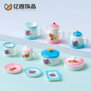 Retro 80s Themed Customizable Ceramic Tea Cup and Pot Miniature Decorative Ornament for DIY Dollhouse Decoration - Image 3