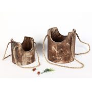 Handmade Wooden Decorative Ornament American Vintage Style Green Plant Flower Pot Hanging Basket Carbonized Utility Tray - Image 2