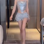 Shiny Sequin Tassel Skirt Latin Dance Dress Stage DS Performance Outfit Women Short Pants Bar Show Costume Adult Stage Performance