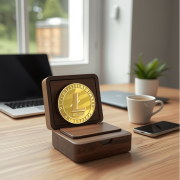 Solid Wood Black Walnut Custom Metal Medal Badge Mini Portable Coin Storage Box Magnetic Version Single Pack Commemorative Coin - Image 2