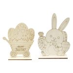 Easter Wooden Rabbit Decorative Ornament European Cartoon Egg Wagon Home Decor Vintage Style Festive Happiness