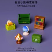 Customizable Decorative Resin Ornament Cartoon Retro Bear Bookstore DIY Dollhouse Accessories Miniature Desktop Decoration - Image 2