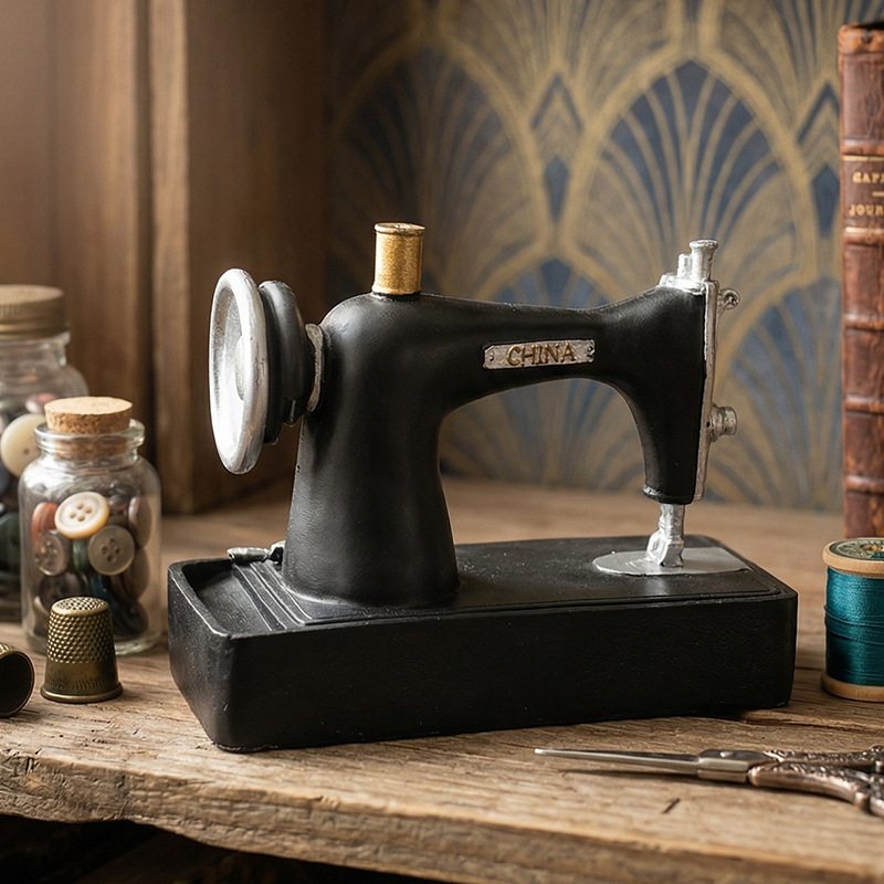 O1CN01Pfl8Mh1EDEgZjyr0U_955760317-0-cib.jpg Retro Aged Craft Customizable Decorative Ornament Sewing Machine Bar Clothing Store Decorations Resin Artifacts - Image 1