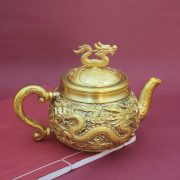 中式黄铜龙凤茶具套装家用复古高档功夫茶壶茶杯茶盘送礼摆件批发 - Image 3