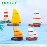 Creative Dual-Sail Miniature Boat Decorative Ornaments Customizable Handmade Resin Craft for Eco-Ball Ocean Scenery Decoration