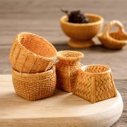 Creative Customizable Miniature Wicker Basket Bamboo Woven Decorative Ornament Versatile Storage Frame Resin Craft - Image 3