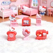 Girly pink cat miniature home appliance resin figurines - record player, tv, sewing machine - miniature scene decoration - Image 4
