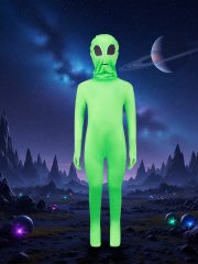 Green Alien One-Piece Suit Halloween Costume for Adults Children's Play Cosplay Tight Fitting Stage Performance Ensemble - Image 2