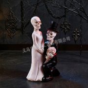 Retro Halloween Skeleton Groom and Bride Resin Ornaments Customizable Decorative Home Garden Decor for Couples - Image 2