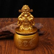 Alloy Wealth God Ornaments Rotating Home Business Opening聚宝盆 Yellow Metal Crafts for Wholesale - Image 2