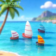Customizable Decorative Resin Ornament Mediterranean Sea Ocean Style Single Sailboat INS White Creative Craft Decoration - Image 3