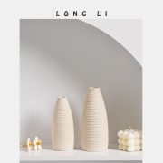 隆利陶瓷花瓶ins侘寂风创意摆件办公桌家居客厅装饰插花干花花器 - Image 3