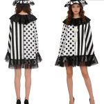 Adult Black White Witch Clown Shawl Halloween Stage Performance Party Cloak Cosplay Masquerade Gown
