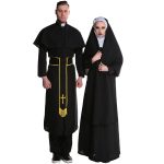 Hibemon M-XL Unisex Couple's Halloween Priest and Nun Outfit Adult Stage Performance Costume for Masquerade Performances