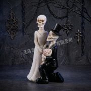 Retro Halloween Skeleton Groom and Bride Resin Ornaments Customizable Decorative Home Garden Decor for Couples - Image 3