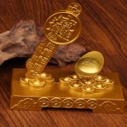 新款沙金色财库钥匙元宝转转摆件招财进宝金钥匙桌面装饰摆件 - Image 2