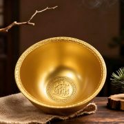 Antique Style Copper Bowl with Dragon and Phoenix Design Peony Patterned Wealth Attracting Treasure Basin Decorative Tabletop Ornament - Image 3