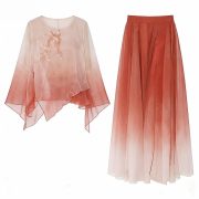New Classic Dance Performance Costume Women Phoenix Red Gradient Color Drifting Silk Clothes Chinese Fan Dance Performance Outfit - Image 5