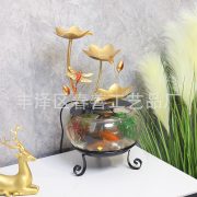 Creative Desktop Glass Fish Tank Flowing Water Fountain Ornament for Living Room Entrance TV Cabinet Circular Wealth Attraction - Image 2