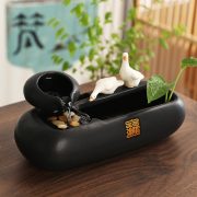 Ceramic Flowing Water Fountain Ornament Indoor Office Bedroom Living Room Decorative Humidifier Fish Tank Moving Gift