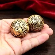 实心黄铜马上发财手球手把件解压文玩创意桌面摆件健身手球工艺品 - Image 2