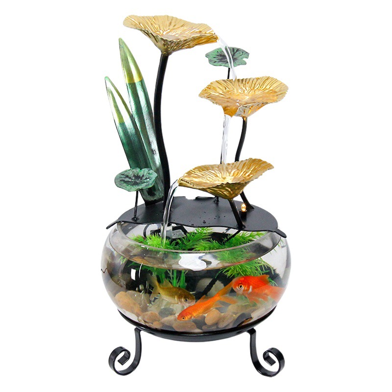 O1CN01TOSP5v1Bs2wGQ7gqG_0-0-cib.jpg Simplified Home Decor Wealth Attracting Glass Aquarium Water Flow Landscape Small Ornaments for Living Room Entrance Office - Image 1