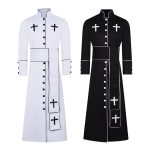 Medieval Church Pure Color Priest Costume Adult Stage Performance Robe Cosplay Halloween Performance Long Gown