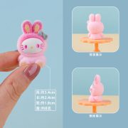 Customizable Decorative Rabbit Resin Ornament Cute Gradient Flocking Design Creative Handmade DIY Jewelry Accessories - Image 3