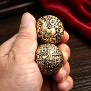 实心黄铜马上发财手球手把件解压文玩创意桌面摆件健身手球工艺品 - Image 3
