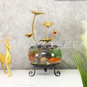 Glass Fish Tank Water Fountain Ornament for Desktop Home Office Front Desk Landscape Decoration Continuous Flow Design - Image 2