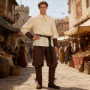 Adult Renaissance Medieval Pirate Performance Costume European American Caribbean Halloween Trousers for Stage Show
