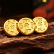 Antique Style Solid Gold Yuan Bing Cake Office Desk Decoration Custom Metal Medal Badge Craftwork for Wealth Happiness Health Joy - Image 2