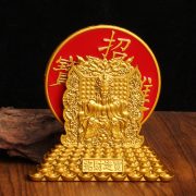 沙金色摆件五爷财神招财进宝圆盘转转合金工艺品财神爷关公摆件 - Image 2