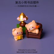 Customizable Decorative Resin Ornament Cartoon Retro Bear Bookstore DIY Dollhouse Accessories Miniature Desktop Decoration - Image 4