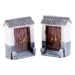 Customizable Decorative Ornaments Zakka Resin Miniature Landscape Green Plant with Ancient Tile Roof and Doorway