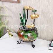 Creative Glass Fish Tank Water Flowing Fountain Small Desktop Landscape Ornament Ideal Opening Gift Decoration - Image 3