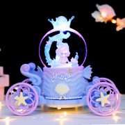 Princess Mermaid Castle Music Box with Rotating Carousel Customizable Decorative Ornament Resin Craft Gift for Girls Birthday - Image 2