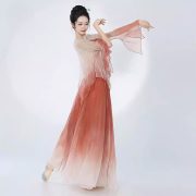 New Classic Dance Performance Costume Women Phoenix Red Gradient Color Drifting Silk Clothes Chinese Fan Dance Performance Outfit - Image 2