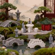 Customizable Decorative Ornaments Miniature Landscape Garden Bridge Resin Artwork Tea Table Accessories Children's Day Gift - Image 4