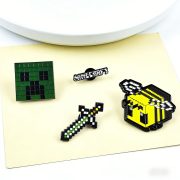 Custom Metal Medal Badge Pixel Art Cartoon Creative Game Accessories Chest Pin Bee Sword Letter Design - Image 3