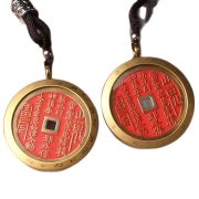 黄铜仿朱砂山鬼花钱吊坠随身挂件道家国风项链37-45礼物工艺品 - Image 5