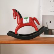 Creative Wooden Red rocking horse Decorative Ornament Simple Home Decoration Ideal Gift for Moving New House or Business Opening
